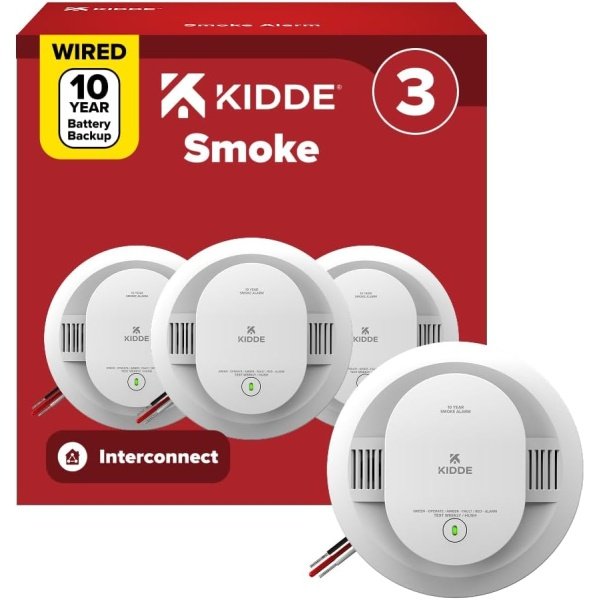 Kidde Smoke Detector, Hardwired & 10-Year Battery